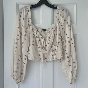 Crop floral long sleeve blouse